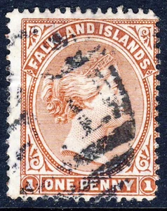 ISLAS MALVINAS Reina Victoria 1894 1d. Claret Wmk Crown CA P. 14 SG 21 VFU - Imagen 1 de 2