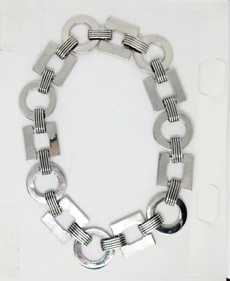 Gargantilla Ralph Lauren Grande Gruesa Eslabones Tono Plata Collar 18" Geométrico  Foto 1 de 4