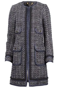 TORY BURCH BLUE TWEED COAT US 6 UK 10 - Picture 1 of 4