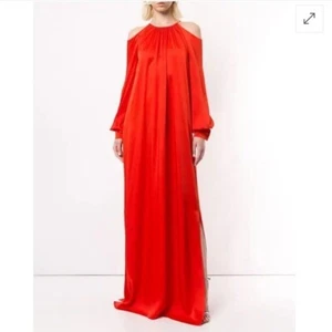 Rosetta Getty red cold shoulder gown - Picture 1 of 12