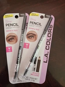 2 LA COLORS "Black" C68635 EYE BROW PENCIL SPOOLIE BRUSH COMBO DEFINE FILL - Picture 1 of 2