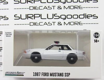 2022 Greenlight 1:64 Hot Pursuit Blank White 1987 - 1993 FORD MUSTANG SSP w/Bar - Image 1 of 4