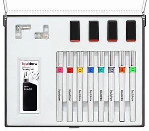 Juego de 8 bolígrafos de dibujo técnico Liquidraw de conjunto universitario - Imagen 1 de 1