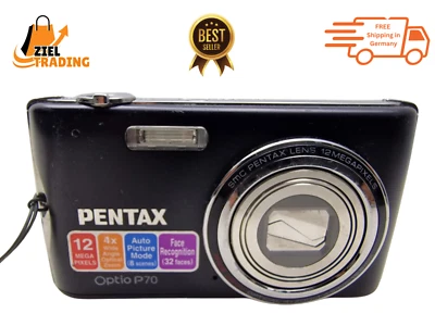 Pentax Optio P70 12MP Digitalkamera – 4-fach optischer Zoom – Schwarz - Bild 1 von 4