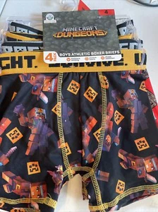 4 Pair Boys Minecraft Dungeons Athletic Boxer Briefs Underwear Boxers Small Sz 4 - Picture 1 of 8
