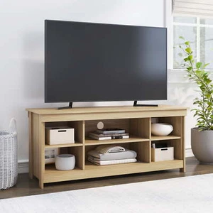 Ardent No Tools Open Shelf TV Stand Console for TVs up to 50", Euro Oak - Picture 1 of 14