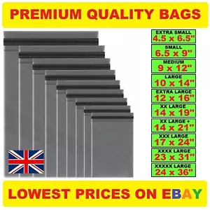 More details for grey mailing bags postal post packaging plastic parcel packing postage self seal