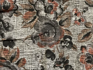 Vintage Cranston Fabric Black Brown Roses on Textured Background 30" x 44" - Picture 1 of 3