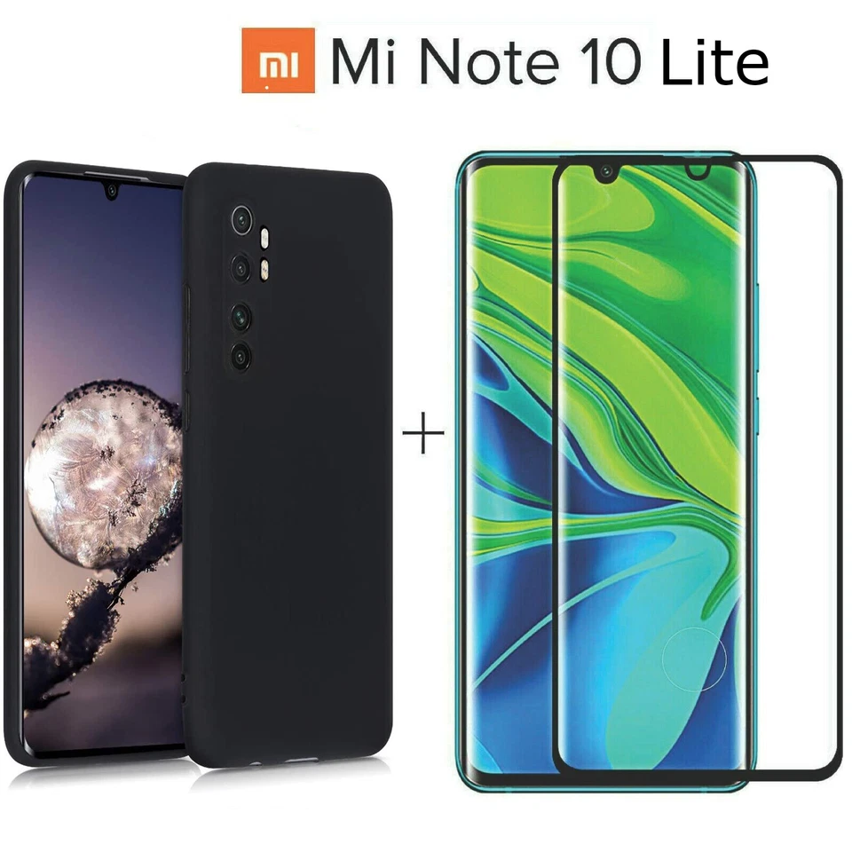 PHONETHRONE COVER per Xiaomi Mi Note 10 LITE CUSTODIA TPU + PELLICOLA VETRO TEMPERATO NERO