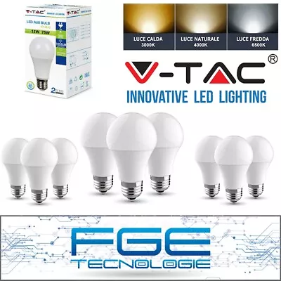 10 LAMPADINE LED V-Tac E27 8.5W Goccia Sfera Lampade LUCE Calda Naturale Fredda - Immagine 1 di 4