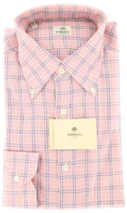 Luigi Borrelli Pink Plaid Linen Shirt - Extra Slim - (EV314-A) - Picture 1 of 4