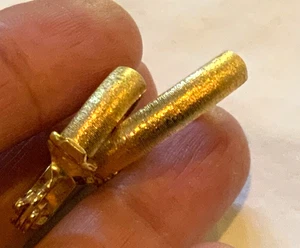 Vintage Monet 14k vergoldet gebürstet Omega Back Creolen ohne Ohr Poercing - Bild 1 von 7