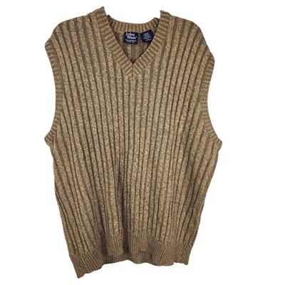 Chaleco Suéter Vintage John Blair Para Hombre Talla 2XL Marrón Mezcla Lana Acanalado Retro Años 90 Foto 1 de 4