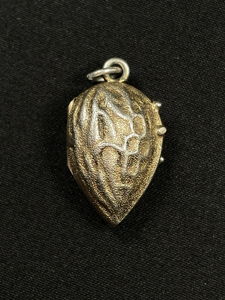 Antikes Jugendstil Medaillon Silber Mandel Kettenanhänger Glücksbringer Selten - Bild 1 von 4