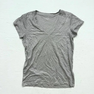 Camiseta J.Crew 100 % lino gris metálico cuello en V pequeña nueva con etiquetas - Imagen 1 de 7