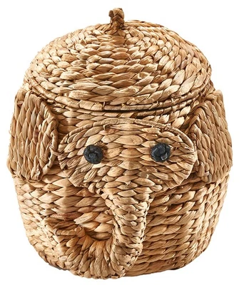 Aufbewahrungskorb ELEFANT Kinderzimmer Dekokorb aus Wasserhyazinthe mit Deckel - Bild 1 von 4