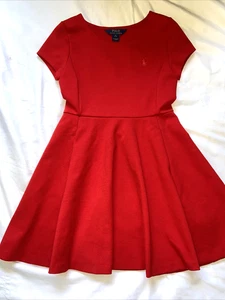 Polo Ralph Lauren Girls Red Dress Pleated Short Sleeves Youth Sz M (8-10) EUC - Picture 1 of 13