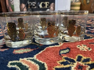 Durchbruch Glas Set 6 EULE Lowball Whiskey Rocks Old Fashioned 22K Gold Barware Vintage - Bild 1 von 9