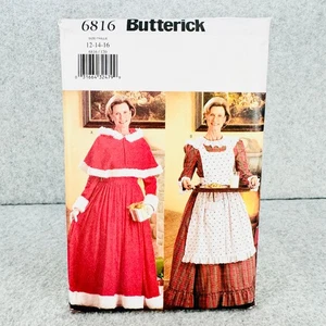 Butterick 6816 Mrs Claus Costume Dress Cape Pinafore Apron Misses 12 16 Pattern - Picture 1 of 5