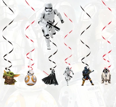 Star Wars Colgantes Remolinos Fiesta de Cumpleaños Darth Vader Bunting Decoración Banner 6 un. Foto 1 de 4