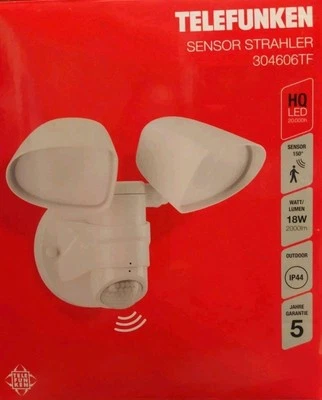 Telefunken Sensor Strahler LED 18W Außen Lampe IP44 304606TF Beweg.melder 150° - Bild 1 von 4