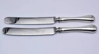 Dos cuchillos huecos franceses antiguos ingleses de ley e acero inoxidable de 9-3/4" de Birk's Foto 1 de 4