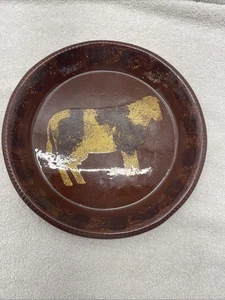 "Plato de vaca de cerámica Oxford Earthen Ware 9"" firmado" - Imagen 1 de 6