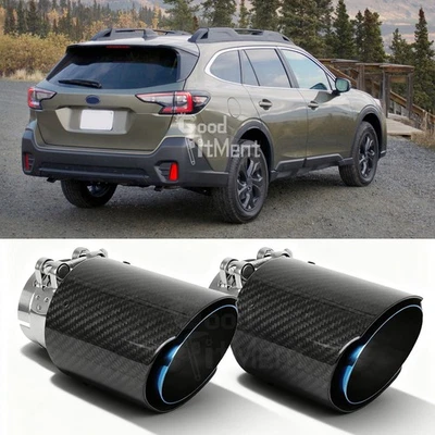 For Subaru Outback Carbon 2Pcs 2.5" INLET 3.5" OUTLET Muffler Exhaust Pipe Tips Foto 1 de 4