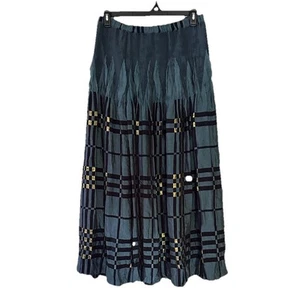 Maxi Falda Soft Surroundings Mujer L Azul Teal Dorado Metálico Plisado Sedoso Hada - Imagen 1 de 7