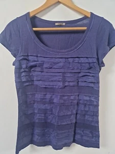 Jigsaw Silk Trim Purple Blouse Ruffle Top Size Xs - Picture 1 of 4