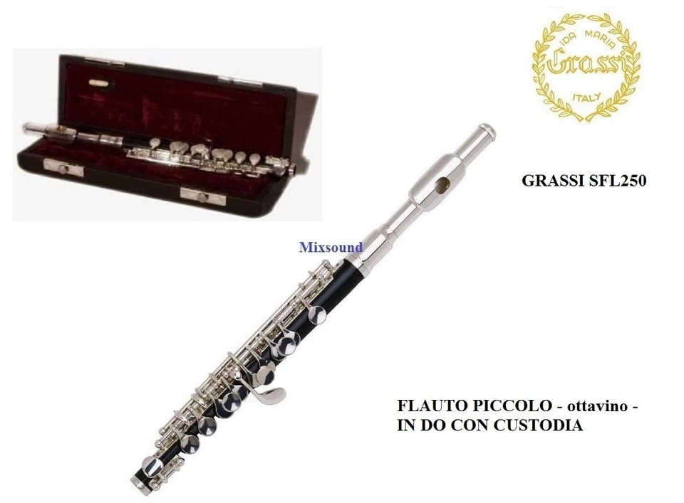 GRASSI SFL250 FLAUTO PICCOLO OTTAVINO IN DO Testata ARGENTATO con astuccio - Immagine 1 di 3