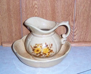 Jarra y cuenco marrón vintage - Imagen 1 de 3