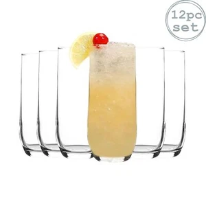 12x Sude Highball Glasses Modern Long Drink Glass Cocktail Tumblers 415ml - Picture 1 of 5