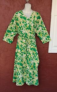 Coolibar Floral Wrap Dress Large UPF 50+ UV Sun Protection Women's 3/4 Sleeve