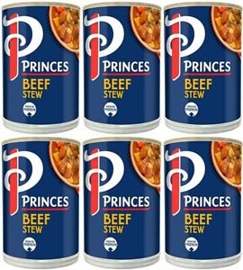 PRINCES / PRINCESS Beef Stew 392g x 6 Large Tins Cans Quick Tasty Meal LONG DATE