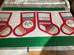 Lewis & Irene Snow Day  Stockings Cotton Fabric 11” by WOF 43” Two for £9.99 - Picture 1 of 2