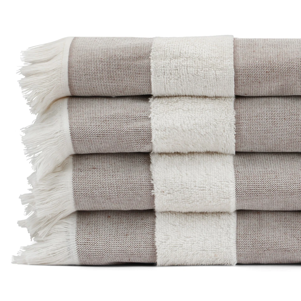 Toalla de playa/piscina 100 % algodón turco XL - rayas, flecos naturales y lazo para colgar Foto 1 de 1