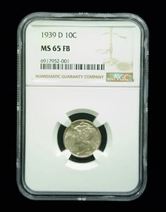 1939-D Mercury Dime 10C NGC MS 65 FB Full Bands Denver Mint MS69FB (I-19001) - Picture 1 of 8