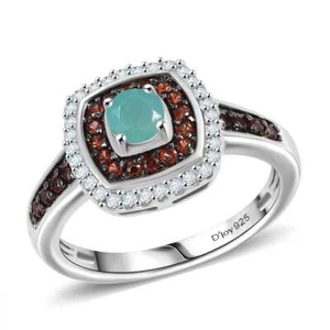 1.00ctw Grandidierite & Zircon Double Halo Ring Rhodium Plated Size 7 - Picture 1 of 6