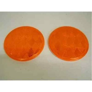 3" Inch Round Amber Reflector Adhesive Bike, Trailer, Truck, Boat, Mailbox-Qty 2 - Picture 1 of 2