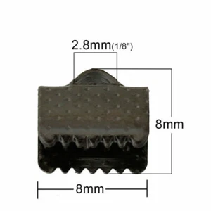 100 piezas. Tapas de extremo engarzado de cinta texturizada de metal de pistola - 8 mm x 8 mm - Imagen 1 de 3