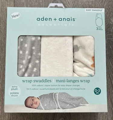 ADEN + ANAIS Essentials Easy Swaddle Wrap - Alphabet Animals - 0-3 Months - 3pk - Image 1 of 4