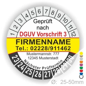 DGUV Prüfplaketten Individueller Aufdruck Werbeaufdruck Prüftermin Ø:20mm-40mm - Bild 1 von 15