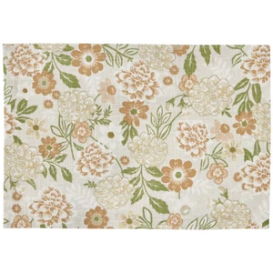 2 Garden Grace Tan Green Floral Print Cotton Country Cottage Placemats 13x19 - Picture 1 of 3