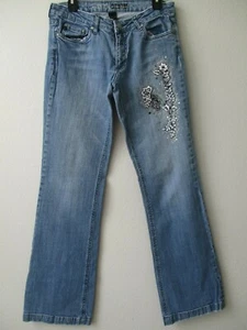 REFUGE PREMIUM DENIM BLUE FLORAL DESIGN EMBELLISHED JEANS SIZE 11 - Picture 1 of 6