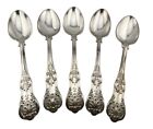 5 Antique Silver Plate Teaspoons Marked A1 & Hallmarked Intricate Shell Design