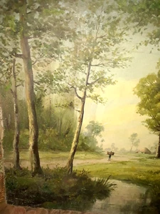 Antike Hudson River Schule? Landschaft Bildende Kunst Ölgemälde auf Leinwand☆19. Jh. - Bild 1 von 8