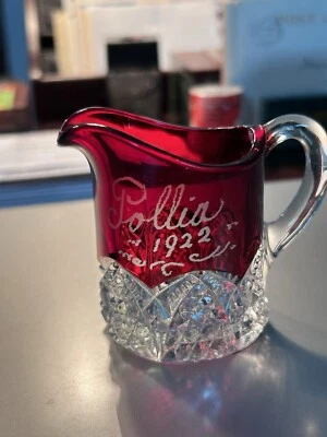 Ruby-Stained Creamer Button Arches Pattern Bright & Shiny Perfect Late Use 1922 - Image 1 of 4