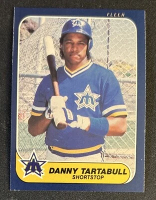 Tarjeta de novato de béisbol Fleer Danny Tartabull 1986 (RC) #476 Mariners Shortstop FR Foto 1 de 2