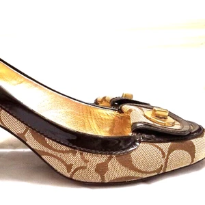 Coach CYBEL Canvas with Trim Signature High Heel Shoes Size 7 #TH09045-Y1 NEW - Picture 1 of 24